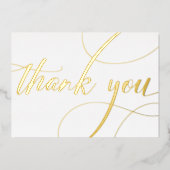 パーソナライズされたモダンミニマルScript White Thank You 箔シーズンカード (正面)