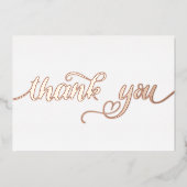 パーソナライズされたモダンミニマルScript White Thank You 箔シーズンカード (正面)