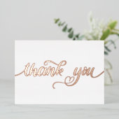 パーソナライズされたモダンミニマルScript White Thank You 箔シーズンカード (立ち正面)