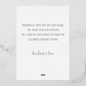 パーソナライズされたモダンミニマルScript White Thank You 箔シーズンカード (裏面)