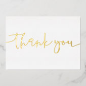 パーソナライズされたモダンミニマルScript White Thank You 箔シーズンカード (正面)