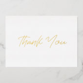 パーソナライズされたモダンミニマルScript White Thank You 箔シーズンカード (正面)