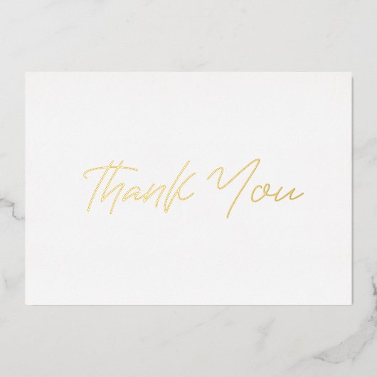 パーソナライズされたモダンミニマルScript White Thank You 箔シーズンカード (正面)