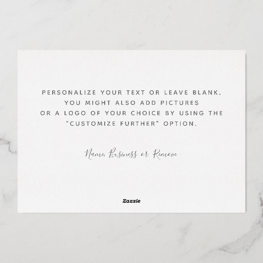 パーソナライズされたモダンミニマルScript White Thank You 箔シーズンカード (裏面)