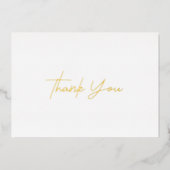 パーソナライズされたモダンミニマルScript White Thank You 箔シーズンカード (正面)