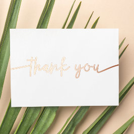 パーソナライズされたモダンミニマルScript White Thank You 箔シーズンカード