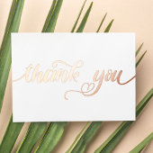 パーソナライズされたモダンミニマルScript White Thank You 箔シーズンカード