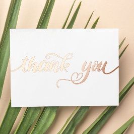 パーソナライズされたモダンミニマルScript White Thank You 箔シーズンカード