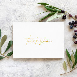 パーソナライズされたモダンミニマルScript White Thank You 箔シーズンカード