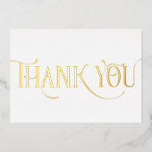 パーソナライズされたモダンミニマルScript White Thank You 箔シーズンカード (正面)