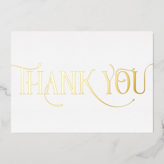 パーソナライズされたモダンミニマルScript White Thank You 箔シーズンカード (正面)