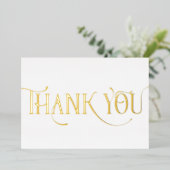 パーソナライズされたモダンミニマルScript White Thank You 箔シーズンカード (立ち正面)