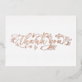 パーソナライズされたモダンミニマルScript White Thank You 箔シーズンカード (正面)