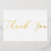 パーソナライズされたモダンミニマルScript White Thank You 箔シーズンカード (正面)