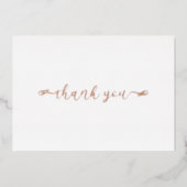 パーソナライズされたモダンミニマルScript White Thank You 箔シーズンカード (正面)