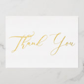 パーソナライズされたモダンミニマルScript White Thank You 箔シーズンカード (正面)