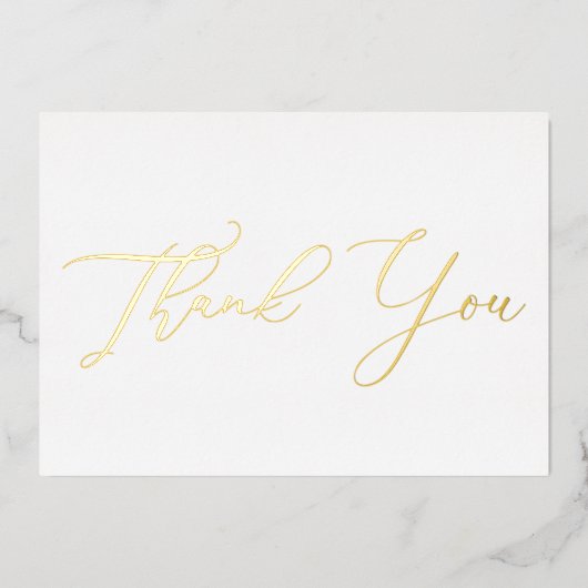 パーソナライズされたモダンミニマルScript White Thank You 箔シーズンカード (正面)