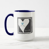 パーソナライズされたモダンラブバーズ ライトブルーハート マグカップ (左)