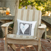 パーソナライズされたモダンラブバード ライトブルーハート アウトドアクッション (椅子)