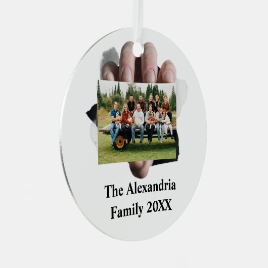 パーソナライズされたモダンヴィンテージ写真テンプレート メタルオーナメント (正面右)