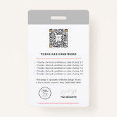 パーソナライズされたモダン企業の従業員ID QRコード バッジ (裏面)