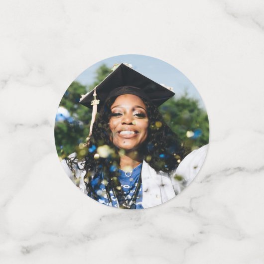 パーソナライズされたモダン卒業写真 コンフェッティ (スモール正面)