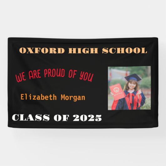 パーソナライズされたモダン卒業祝い電話 横断幕 (横)