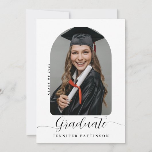 パーソナライズされたモダン卒業 案内状 (正面)