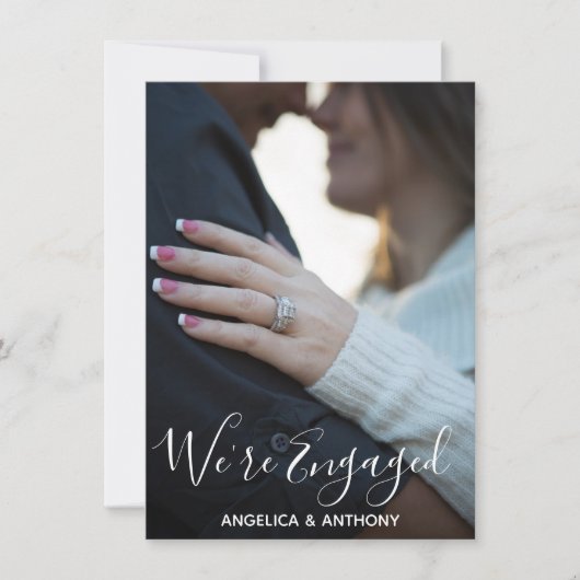 パーソナライズされたモダン婚約パーティ |写真 招待状 (正面)