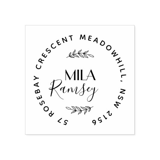 パーソナライズされたモダン差出人住所 ラバースタンプ (インプリント)