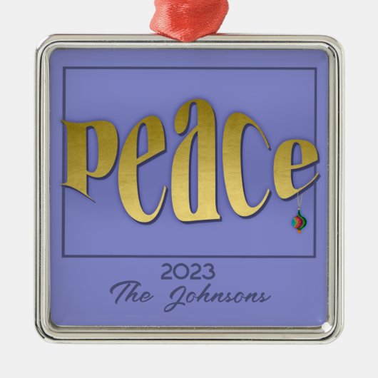 パーソナライズされたモダン平和エレガント気持ち メタルオーナメント (正面)