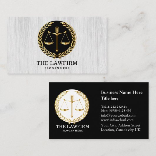 パーソナライズされたモダン弁護士 名刺 (正面/裏面)