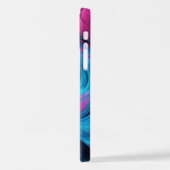 パーソナライズされたモダン抽象芸術 – 青と明るい赤紫色 iPhoneケース (左側面)