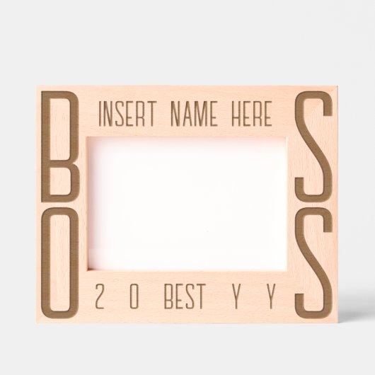 パーソナライズされたモダン最高のボス、名前の年 レーザー彫刻フレーム (正面)