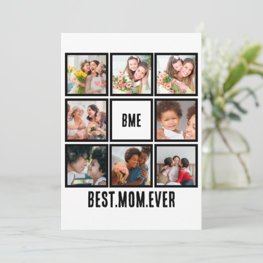 パーソナライズされたモダン最高のMom Ever 8 Photo Collage シーズンカード (スタンド正面)