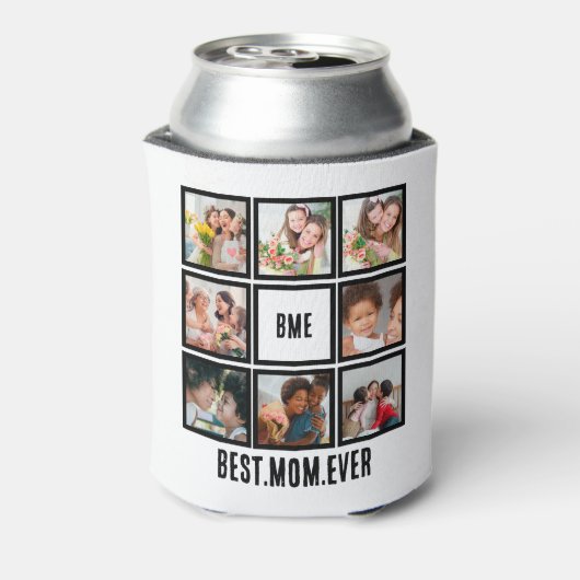 パーソナライズされたモダン最高のMom Ever 8 Photo Collage 缶クーラー (缶裏面)