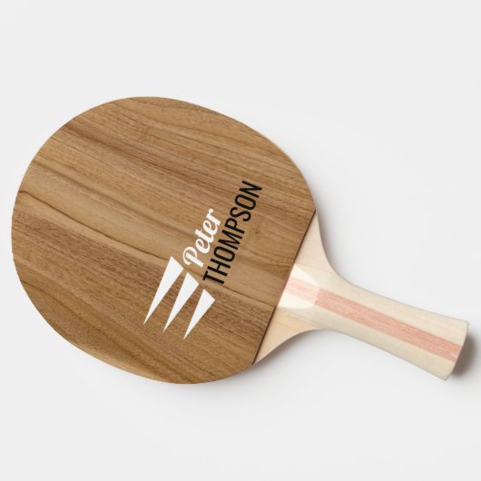 パーソナライズされたモダン木目のテクスチャ名 卓球ラケット (横)