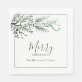 パーソナライズされたモダン松のユニーククリスマス スタンダードランチョンナプキン (正面)