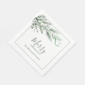 パーソナライズされたモダン松のユニーククリスマス スタンダードランチョンナプキン (角)