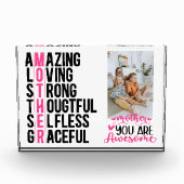 パーソナライズされたモダン母の日の写真枠ギフト フォトブロック (正面)