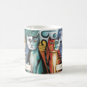 パーソナライズされたモダン猫 コーヒーマグカップ (中央)