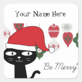 パーソナライズされたモダン白猫メリー猫 スクエアシール (正面)