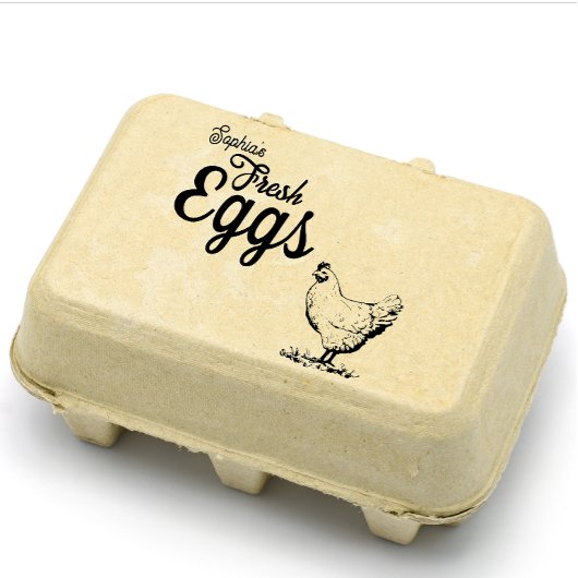 パーソナライズされたモダン素朴農場名卵愛好家 ラバースタンプ
