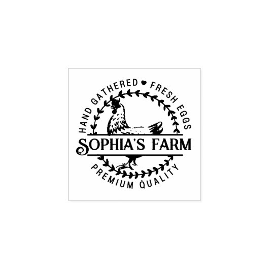 パーソナライズされたモダン素朴農場新鮮な所有者名 ラバースタンプ (インプリント)