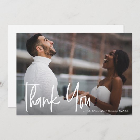 パーソナライズされたモダン結婚サンキューカード サンキューカード (正面/裏面)