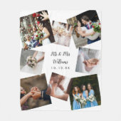 パーソナライズされたモダン結婚写真コラージュ フリースブランケット (正面)