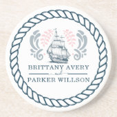 パーソナライズされたモダン結婚航海のs コースター (正面)