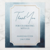 パーソナライズされたモダン結婚青 ワインラベル (シングルラベル)