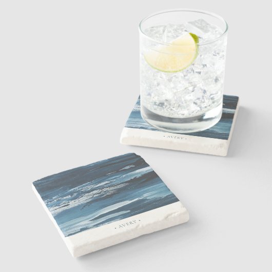 パーソナライズされたモダン絵を描抽象芸術 ストーンコースター (横)