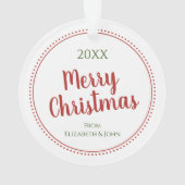 パーソナライズされたモダン聖降誕祭点々のある縁ど オーナメント (裏面)